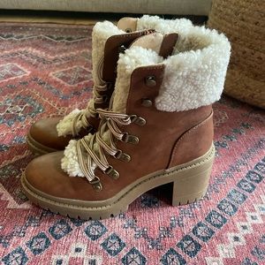 Sherpa chunky heel boots